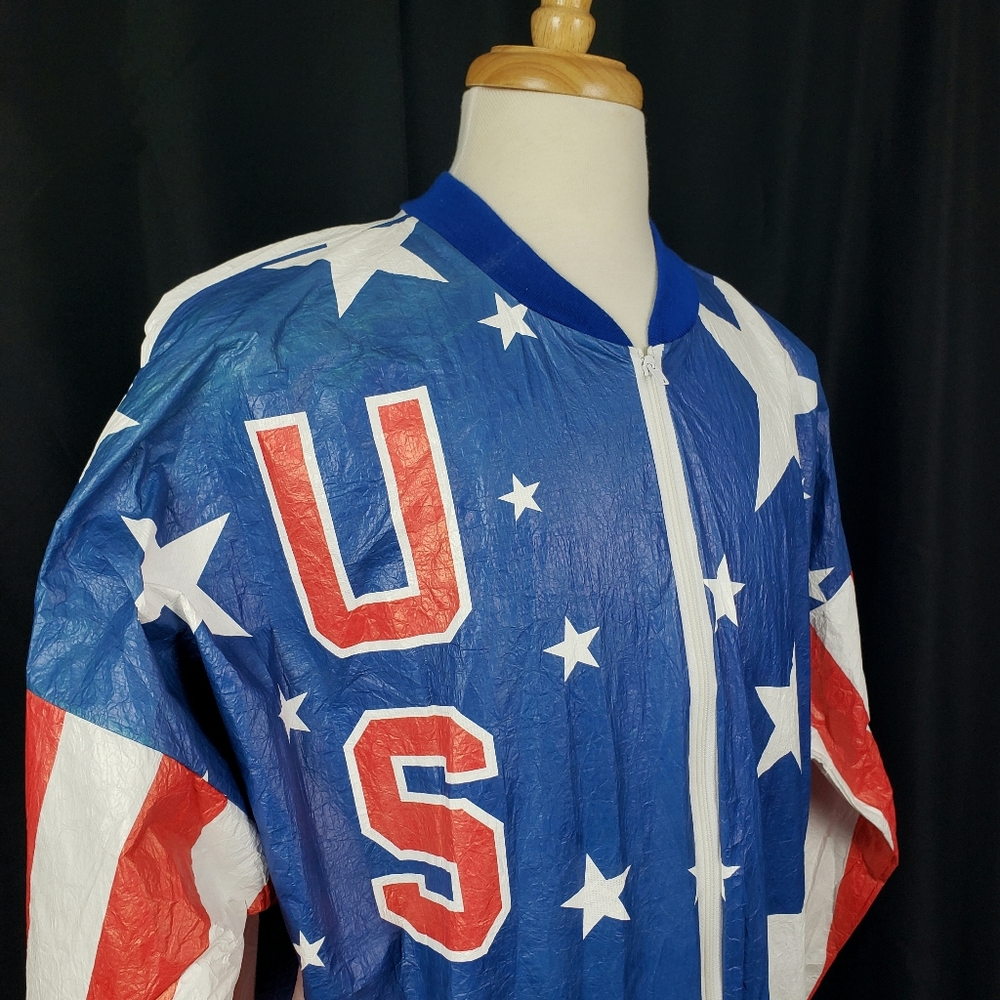 Vintage Dupont General Mills USA Olympic All Over Print Flag Bomber Jacket